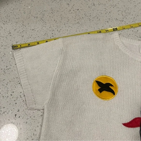 Vintage BARBRA SUE Nautical White and Navy Crew Neck Sweater | Short Sleeves | M - Picture 9 of 12